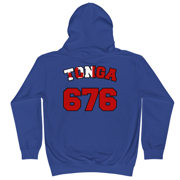 Tonga 676 - Flag with Black Border (front/back) *KIDS HOODIE*