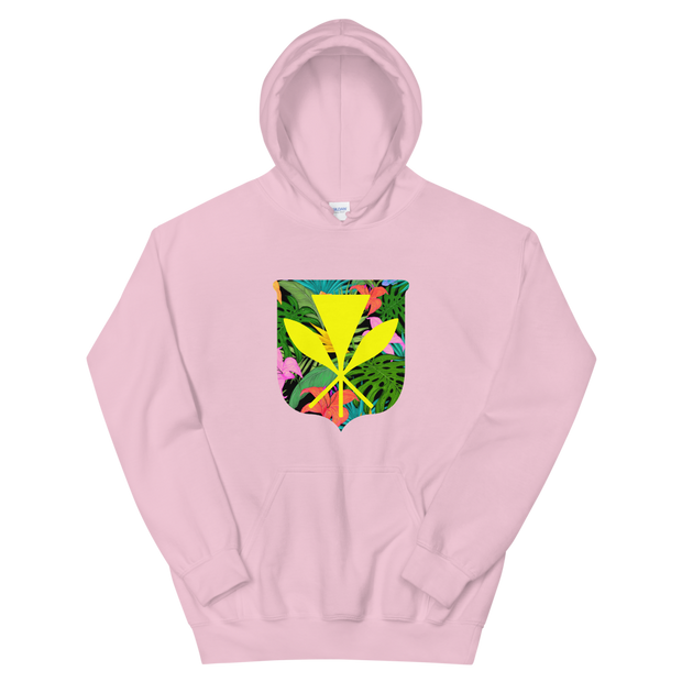 Kanaka Maoli Coat of Arms with Floral Shield *ADULT HOODIE*