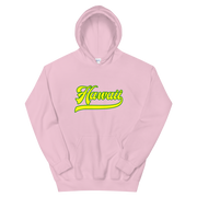 Hawaii Script ~ Yellow with Green Border *ADULT HOODIE*