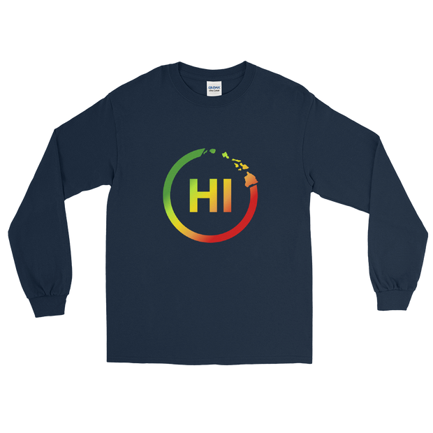 Hawaiian Islands Rings - HI - Kanaka Maoli color fade *ADULT LONG SLEEVE*