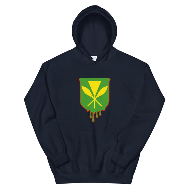 Kanaka Maoli Crest - Green with Red Border *ADULT HOODIE*