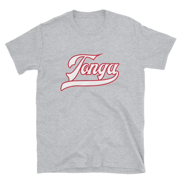 Tonga Script ~ White with Red Border *ADULT SHORT SLEEVE*