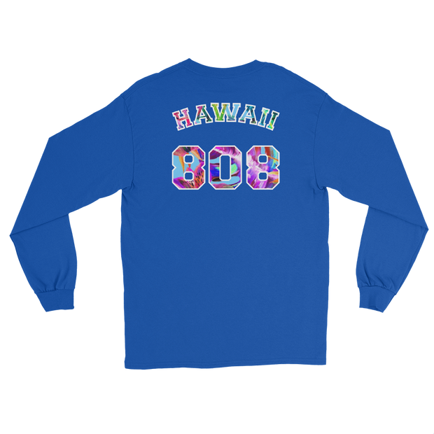 Hawaii 808 - Floral Jersey with White Border (front/back) *ADULT LONG SLEEVE*