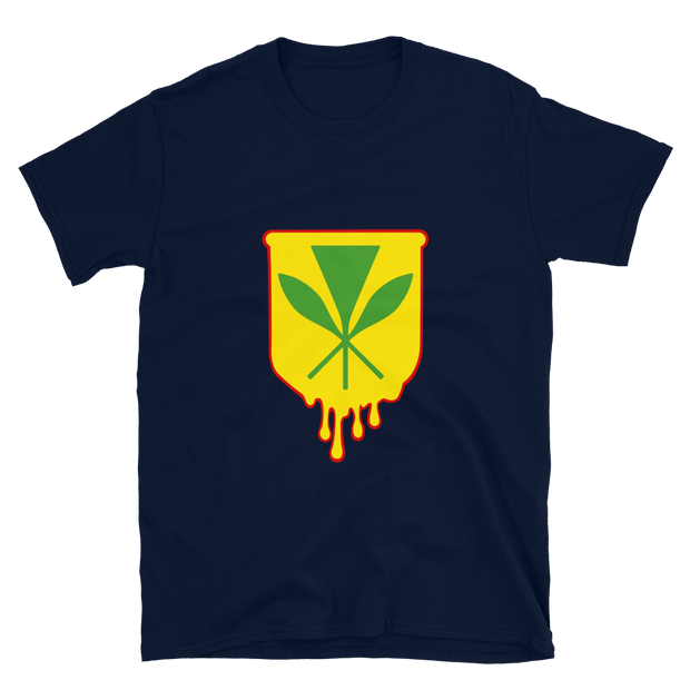 Kanaka Maoli Crest - Yellow with Red Border *ADULT SHORT SLEEVE*