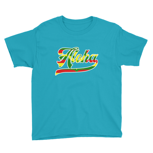 Aloha Script ~ Flag with White Border *KIDS SHORT SLEEVE*