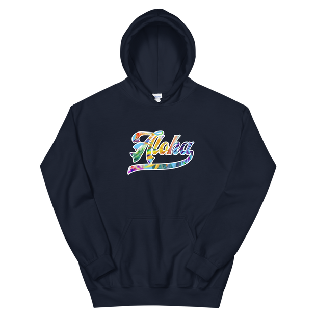 Aloha Script ~ Floral with White Border *ADULT HOODIE*