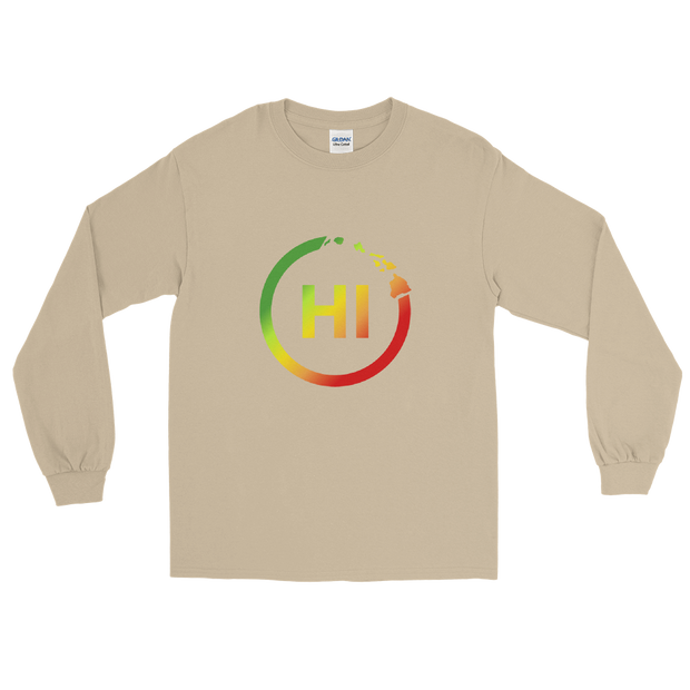 Hawaiian Islands Rings - HI - Kanaka Maoli color fade *ADULT LONG SLEEVE*