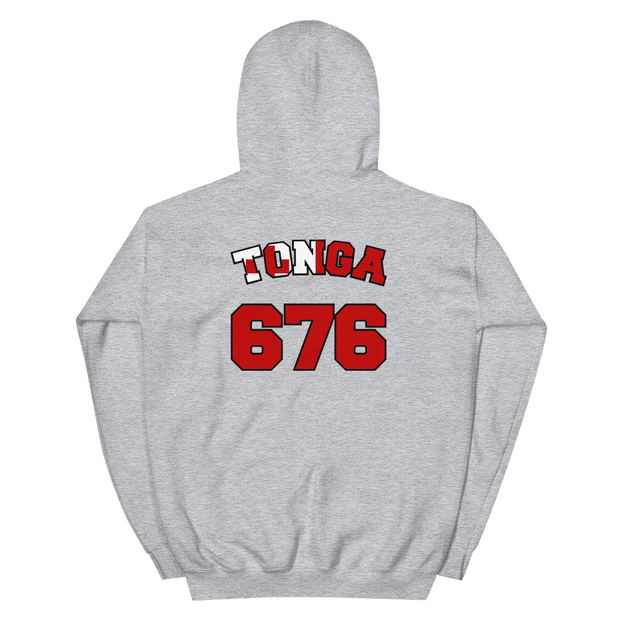 Tonga 676 - Flag with Black Border (front/back) *ADULT HOODIE*