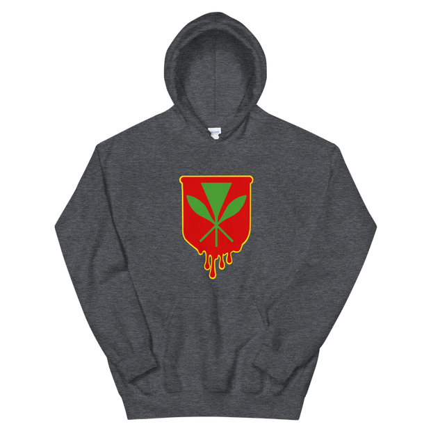 Kanaka Maoli Crest - Red with Yellow Border *ADULT HOODIE*