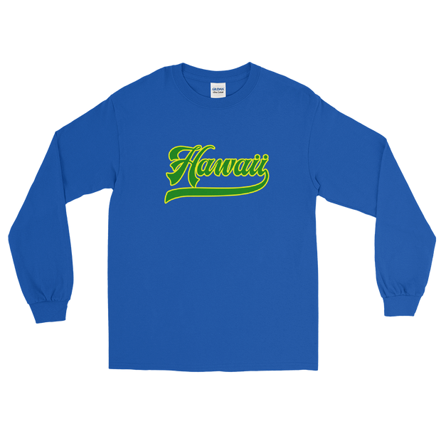 Hawaii Script ~ Green with Yellow Border *ADULT LONG SLEEVE*