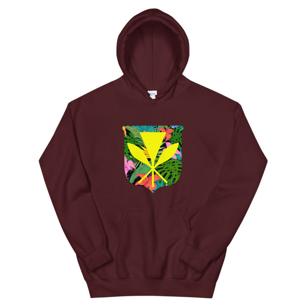 Kanaka Maoli Coat of Arms with Floral Shield *ADULT HOODIE*