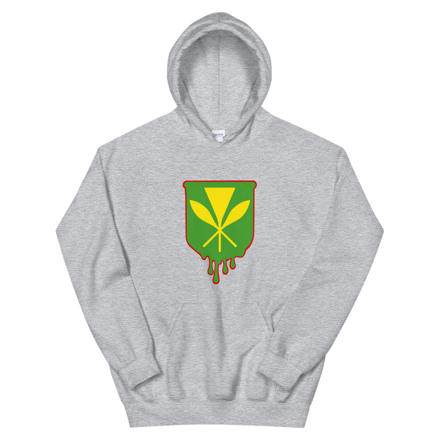 Kanaka Maoli Crest - Green with Red Border *ADULT HOODIE*