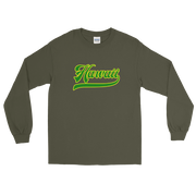 Hawaii Script ~ Green with Yellow Border *ADULT LONG SLEEVE*