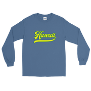 Hawaii Script ~ Yellow with Green Border *ADULT LONG SLEEVE*