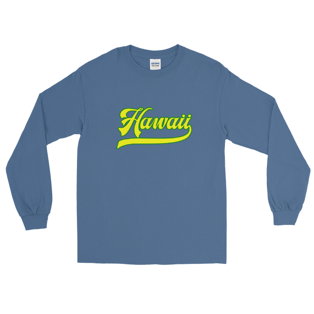 Hawaii Script ~ Yellow with Green Border *ADULT LONG SLEEVE*