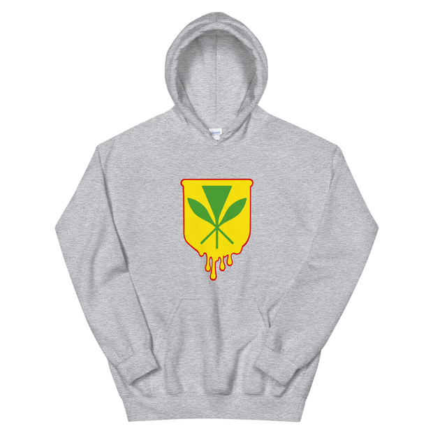 Kanaka Maoli Crest - Yellow with Red Border *ADULT HOODIE*