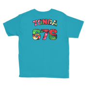 Tonga 676 - Floral Jersey with Black Border (front/back) *KIDS SHORT SLEEVE*