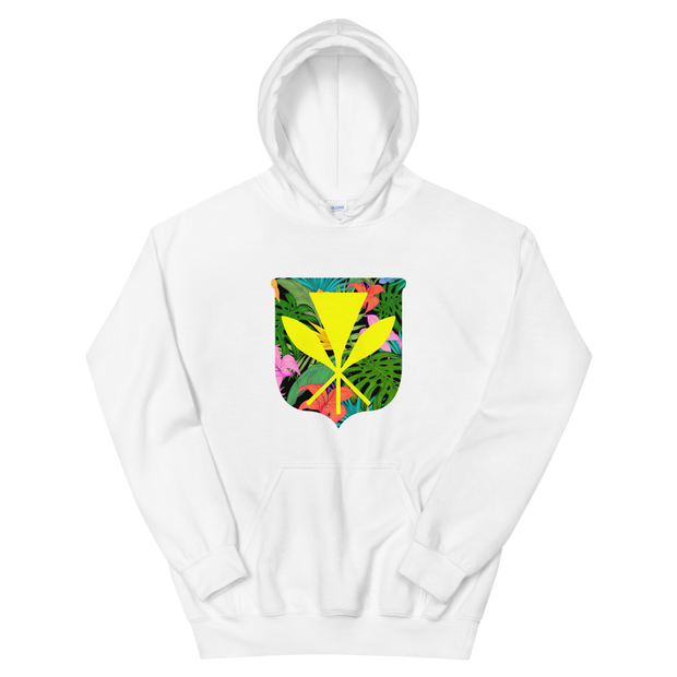 Kanaka Maoli Coat of Arms with Floral Shield *ADULT HOODIE*