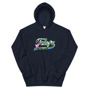 Talofa Script ~ Floral with White Border *ADULT HOODIE*