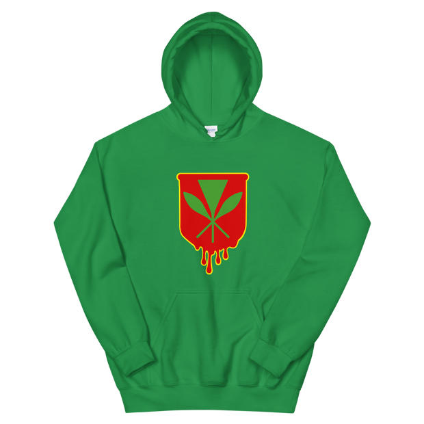 Kanaka Maoli Crest - Red with Yellow Border *ADULT HOODIE*