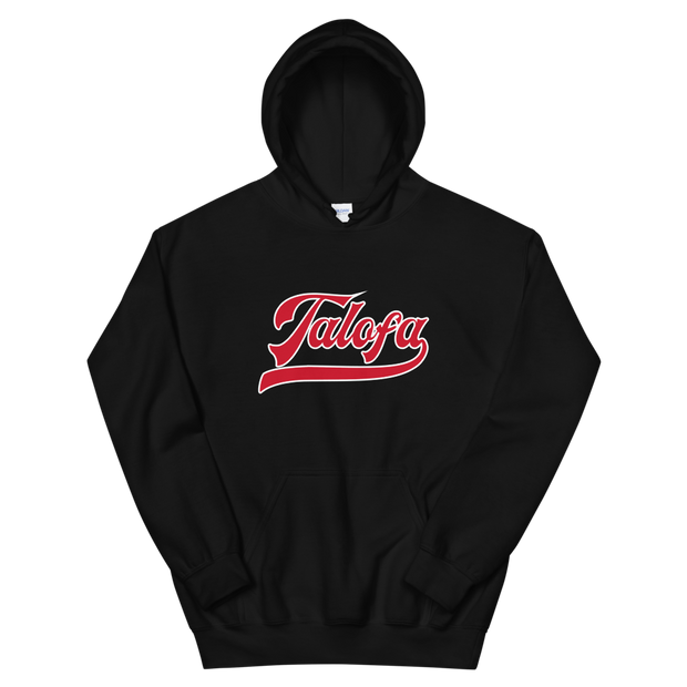 Talofa Script ~ Red with White Border *ADULT HOODIE*