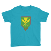 Kanaka Maoli Crest - Green with Red Border *KIDS SHORT SLEEVE*