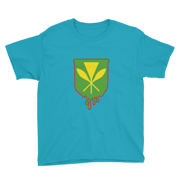 Kanaka Maoli Crest - Green with Red Border *KIDS SHORT SLEEVE*