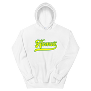 Hawaii Script ~ Yellow with Green Border *ADULT HOODIE*