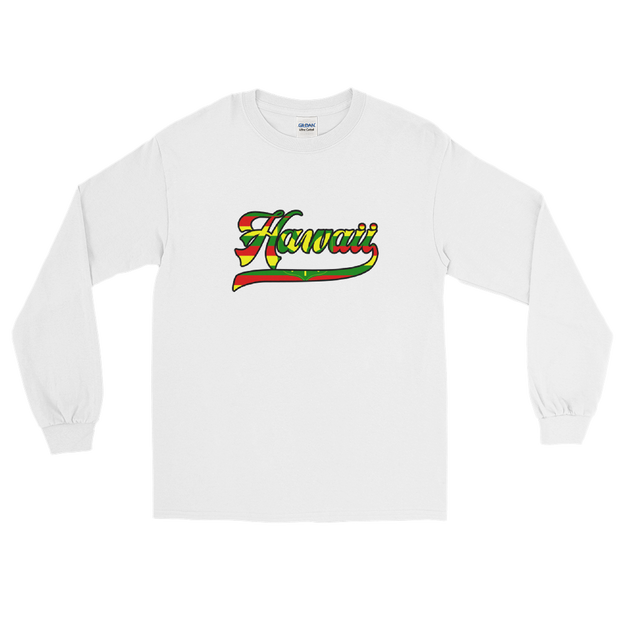 Hawaii Script ~ Flag with Black Border *ADULT LONG SLEEVE*