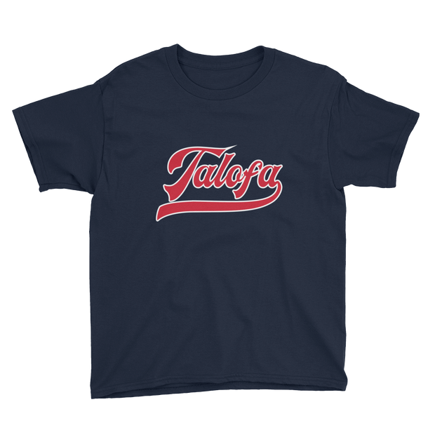 Talofa Script ~ Red with White Border *KIDS SHORT SLEEVE*