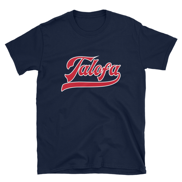 Talofa Script ~ Red with White Border *ADULT SHORT SLEEVE*