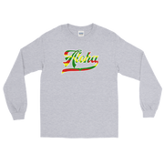 Aloha Script ~ Flag with White Border *ADULT LONG SLEEVE*