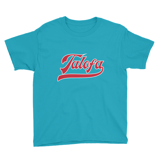 Talofa Script ~ Red with White Border *KIDS SHORT SLEEVE*