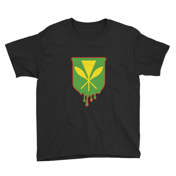 Kanaka Maoli Crest - Green with Red Border *KIDS SHORT SLEEVE*