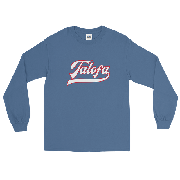 Talofa Script ~ White with Red Border *ADULT LONG SLEEVE*