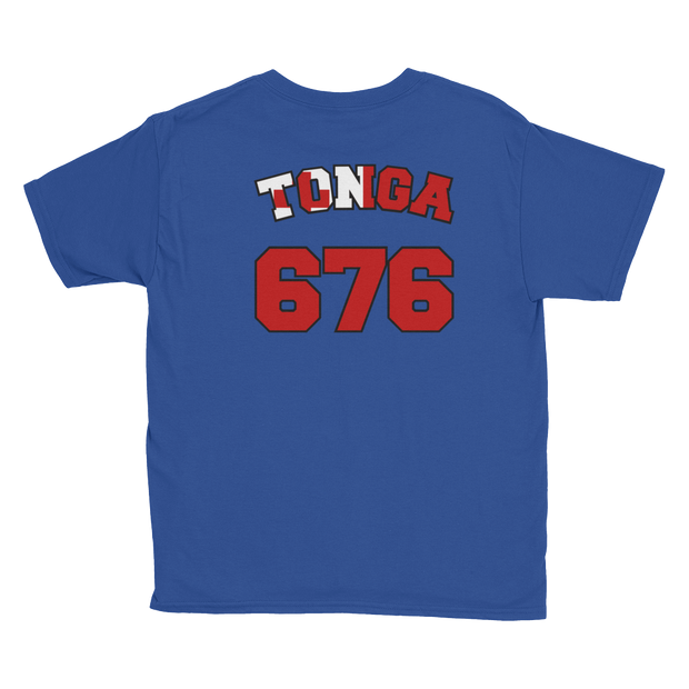 Tonga 676 - Flag with Black Border (front/back) *KIDS SHORT SLEEVE*