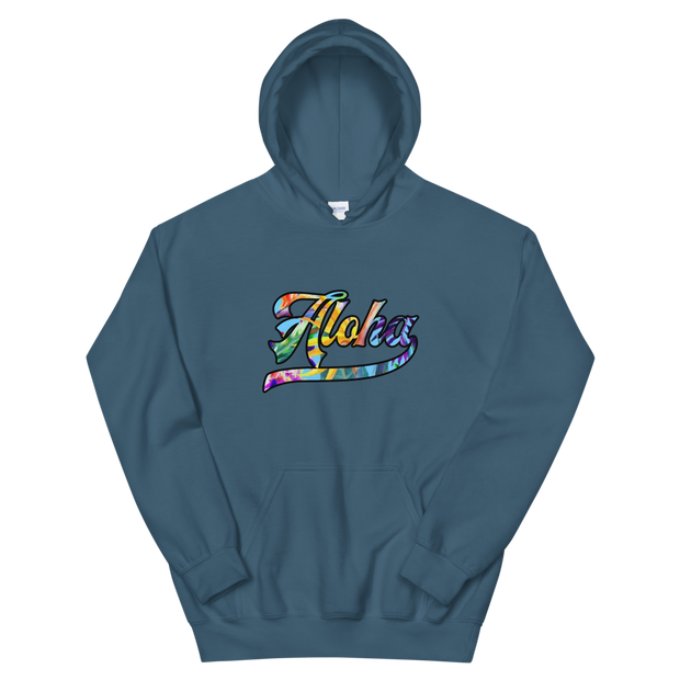 Aloha Script ~ Floral with Black Border *ADULT HOODIE*