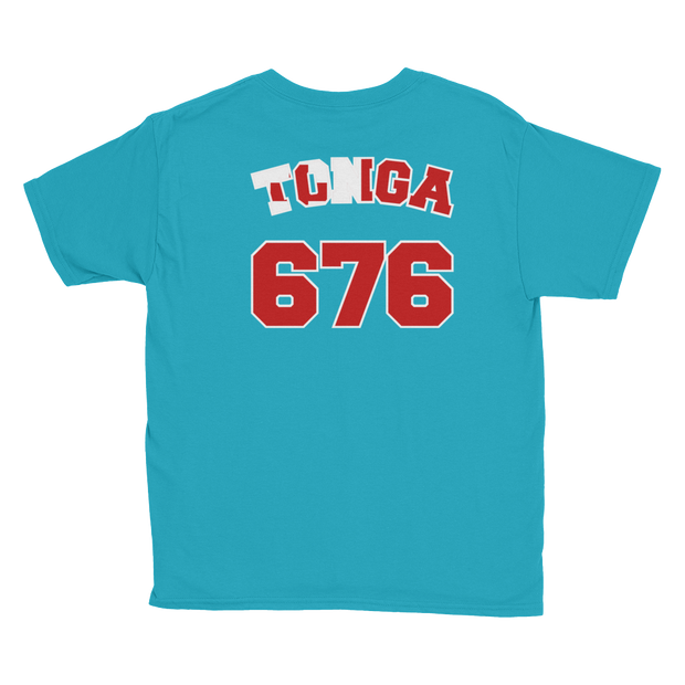 Tonga 676 - Flag with White Border (front/back) *KIDS SHORT SLEEVE*