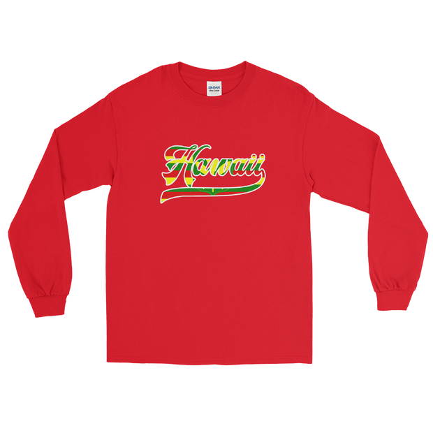 Hawaii Script ~ Flag with White Border *ADULT LONG SLEEVE*