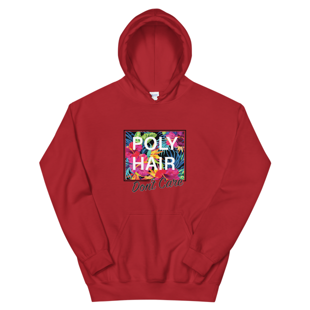 POLY HAIR, Don't Care - Black Border *ADULT HOODIE*