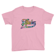 Aloha Script ~ Floral with Black Border *KIDS SHORT SLEEVE*