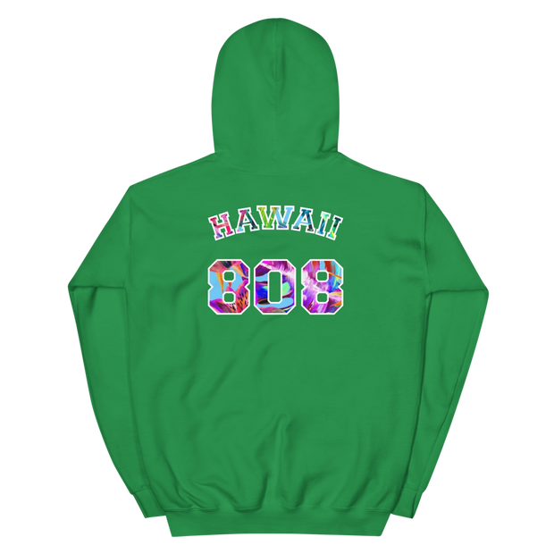 Hawaii 808 - Floral Jersey with White Border (front/back) *ADULT HOODIE*