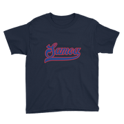 Samoa Script ~ Blue with Red Border *KIDS SHORT SLEEVE*