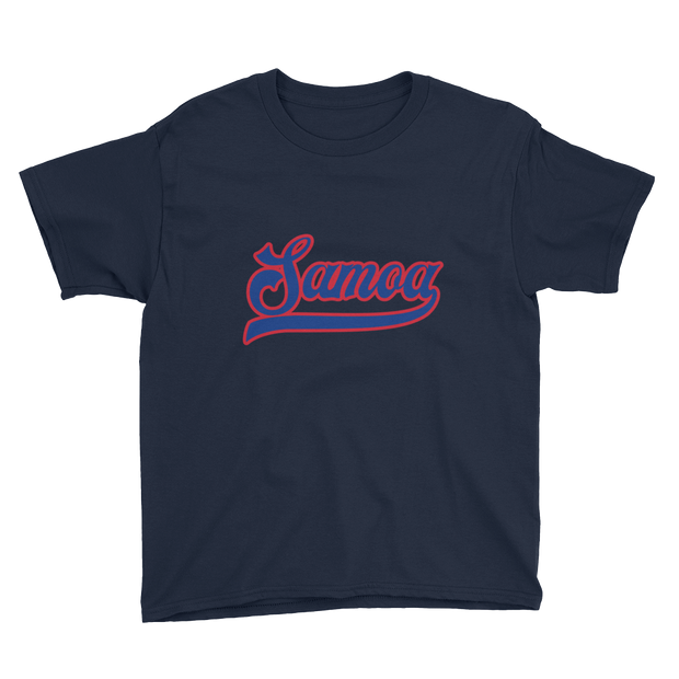 Samoa Script ~ Blue with Red Border *KIDS SHORT SLEEVE*