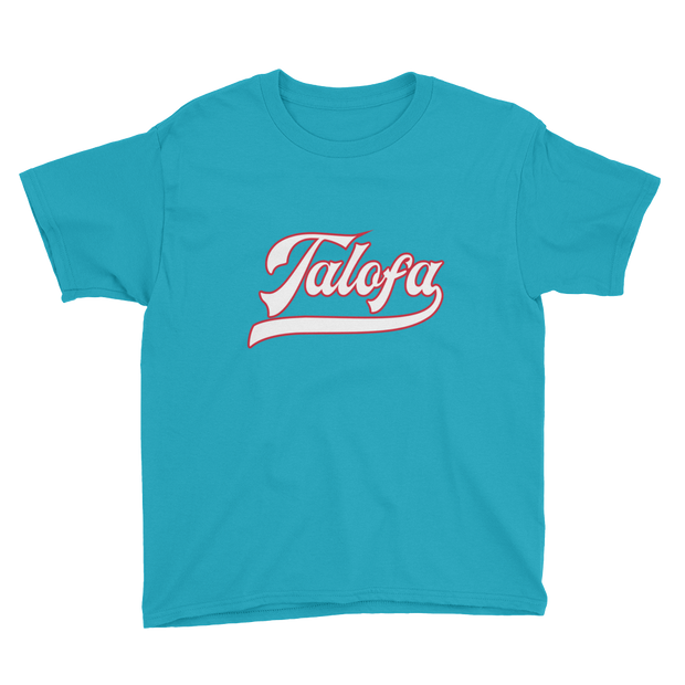 Talofa Script ~ White with Red Border *KIDS SHORT SLEEVE*