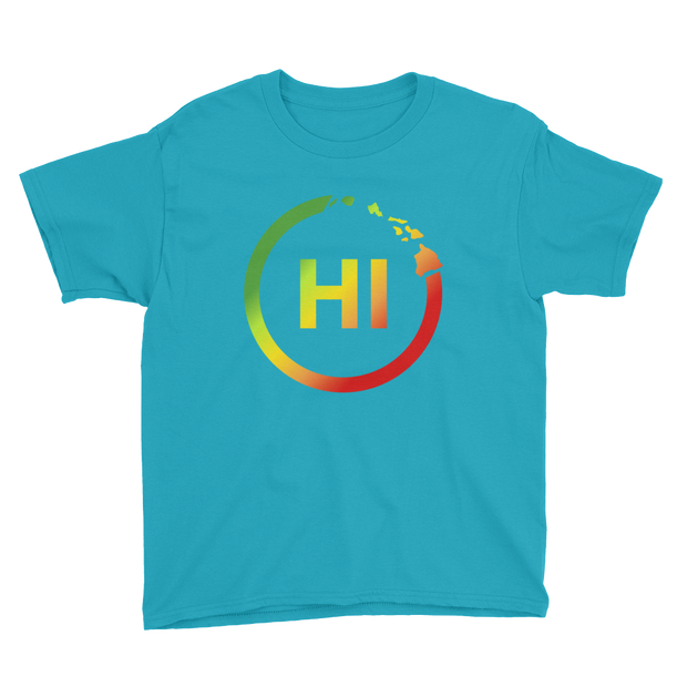 Hawaiian Islands Rings - HI - Kanaka Maoli color fade *KIDS SHORT SLEEVE*