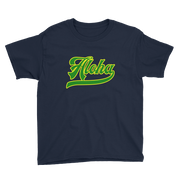 Aloha Script ~ Green with Yellow Border *KIDS SHORT SLEEVE*