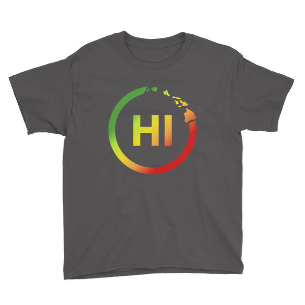 Hawaiian Islands Rings - HI - Kanaka Maoli color fade *KIDS SHORT SLEEVE*