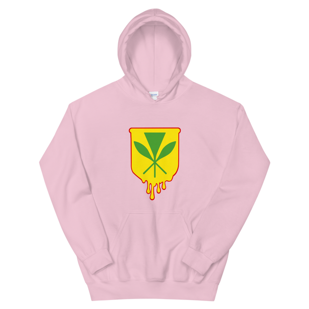 Kanaka Maoli Crest - Yellow with Red Border *ADULT HOODIE*