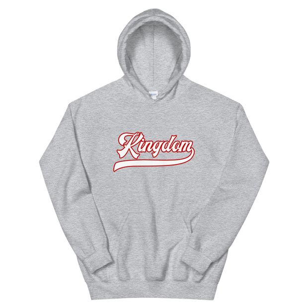 Kingdom Script ~ White with Red Border *ADULT HOODIE*